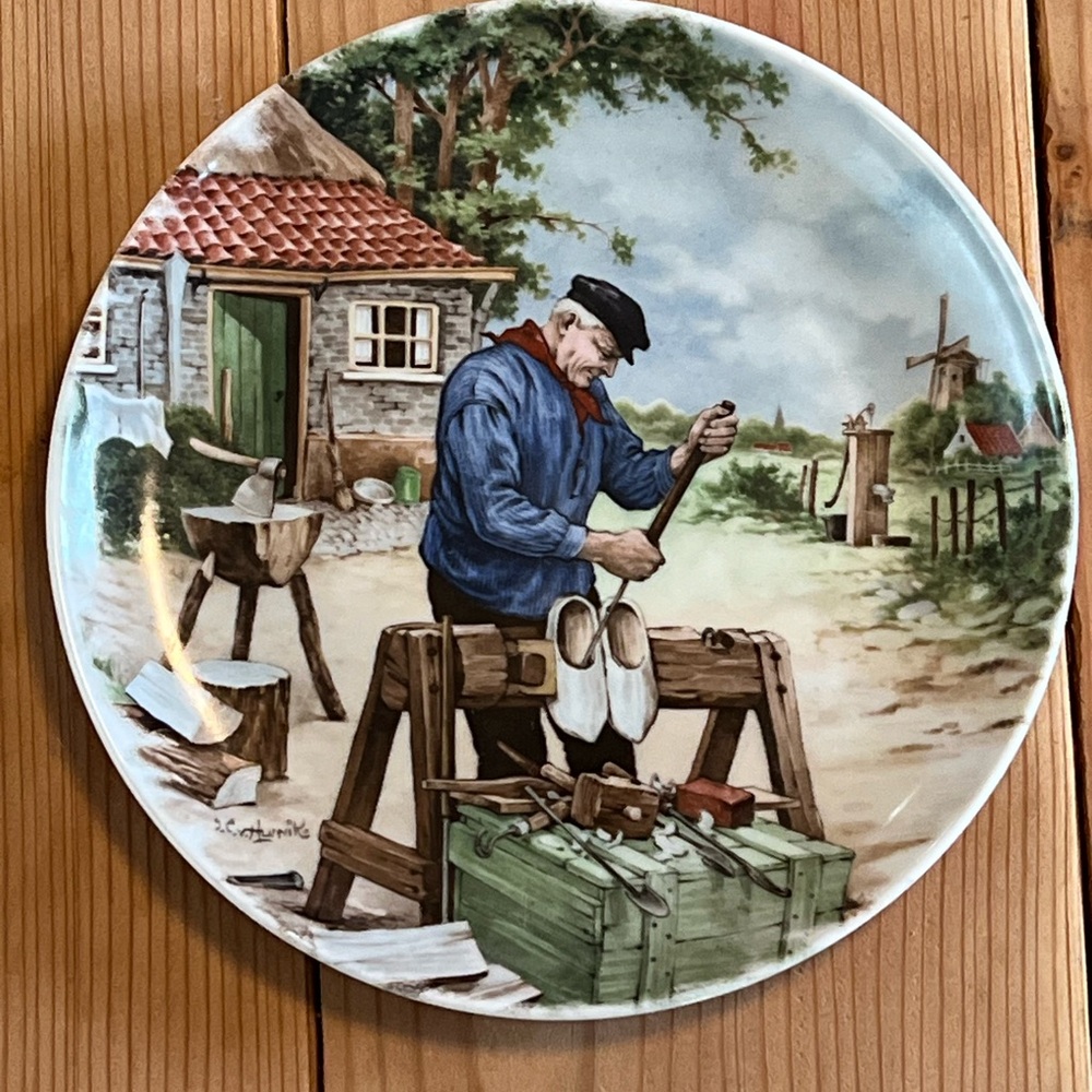 Charming Craftsman Scene Ceramic Plate